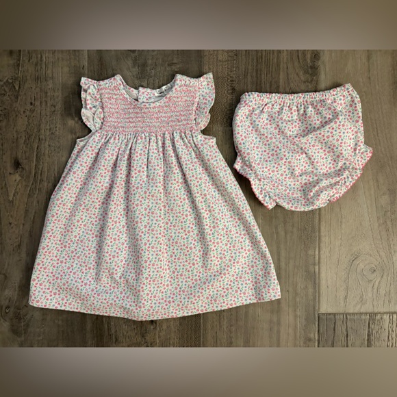 Kissy Kissy Pima Cotton Smocked Bubble Dress & Bloomer Set 0–3M Floral - Picture 2 of 15